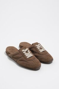 Brown suede and fabric 13 31 mule sneaker