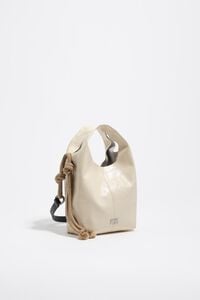 Cream leather mini Paper bag