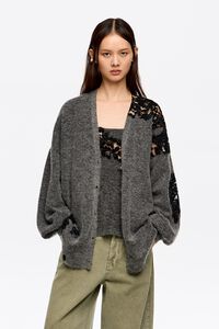 Long dark gray lace cardigan