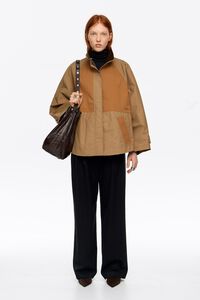 Two-tone khaki A-line trench