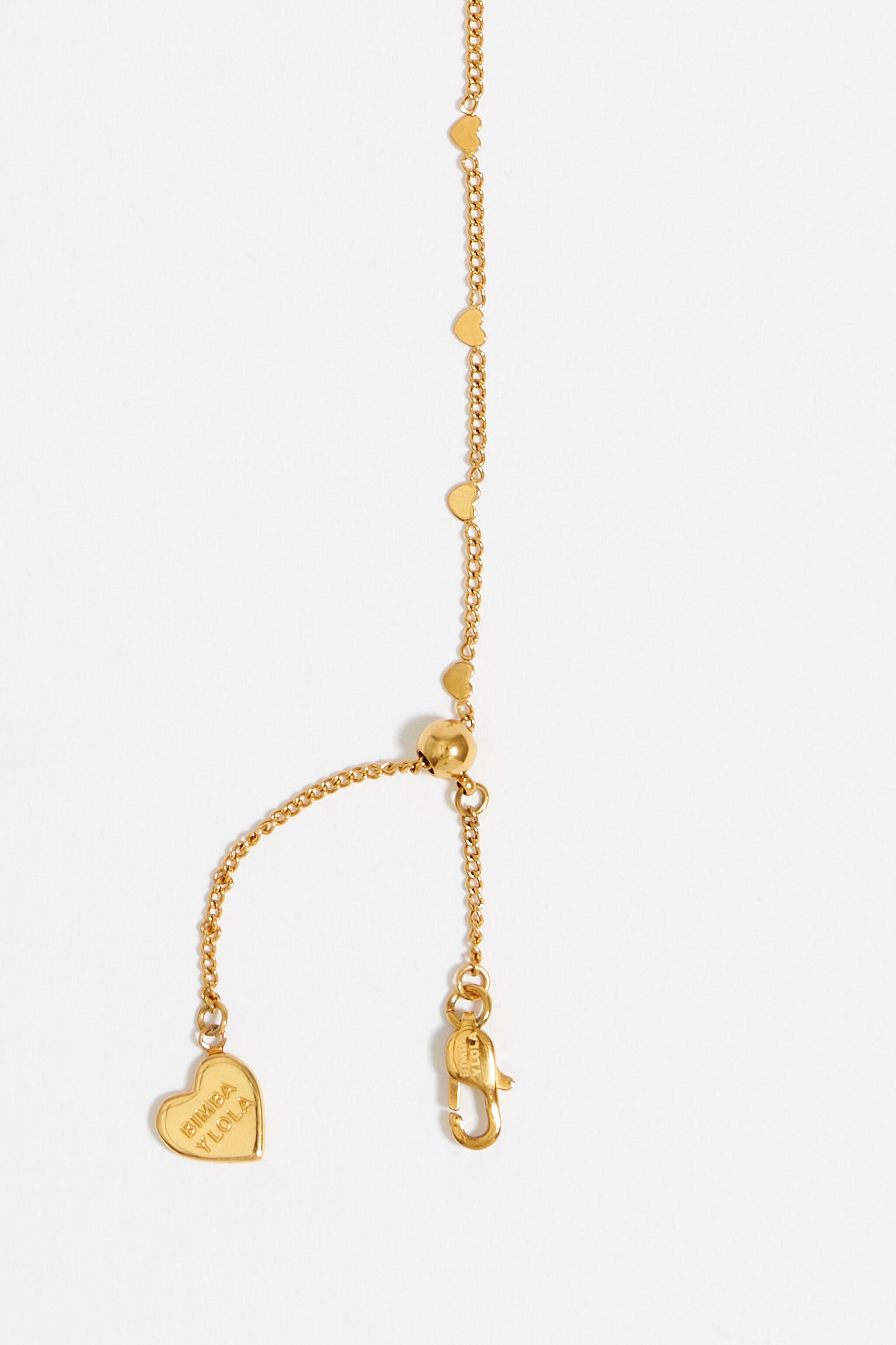Gold steel hearts chain necklace
