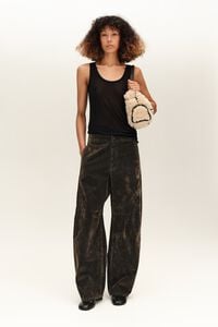 BARREL - Dark khaki flocked cotton trousers