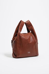 Medium dark tan leather Paper bag