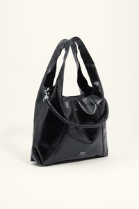 Large black leather Paper bag