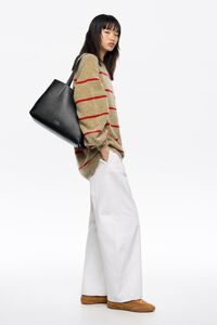 Black leather Chihuahua shopper bag