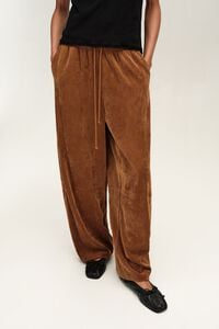 Caramel fluid corduroy jogger trousers