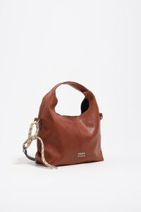 Small dark tan leather Paper crossbody bag