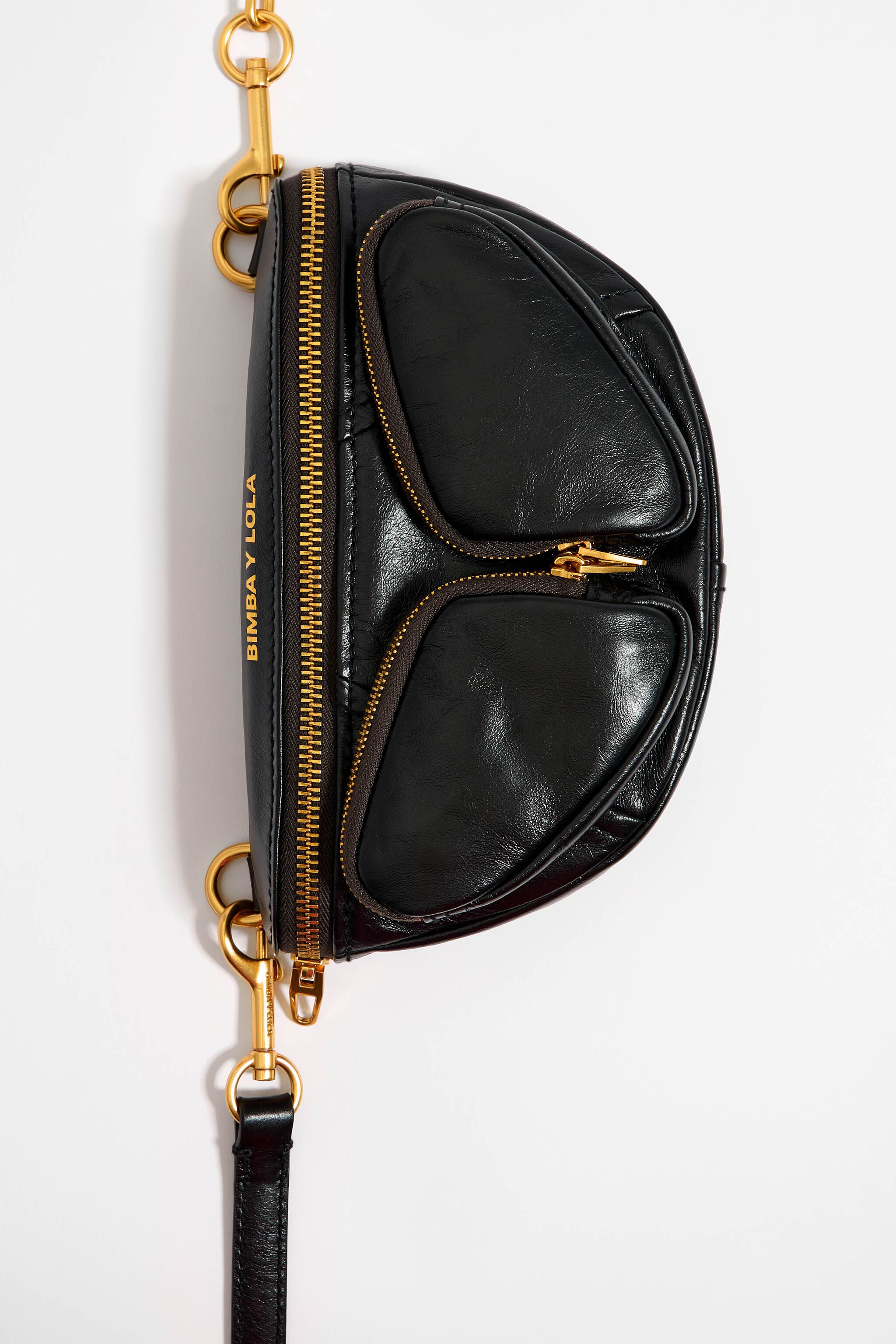 Mini black leather Pocket bumbag