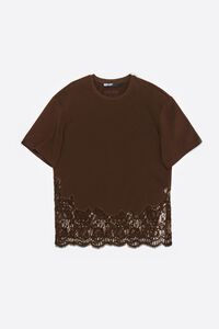 Oversize dark brown lace T-shirt