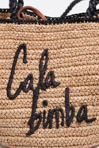 Small natural raffia basket bag