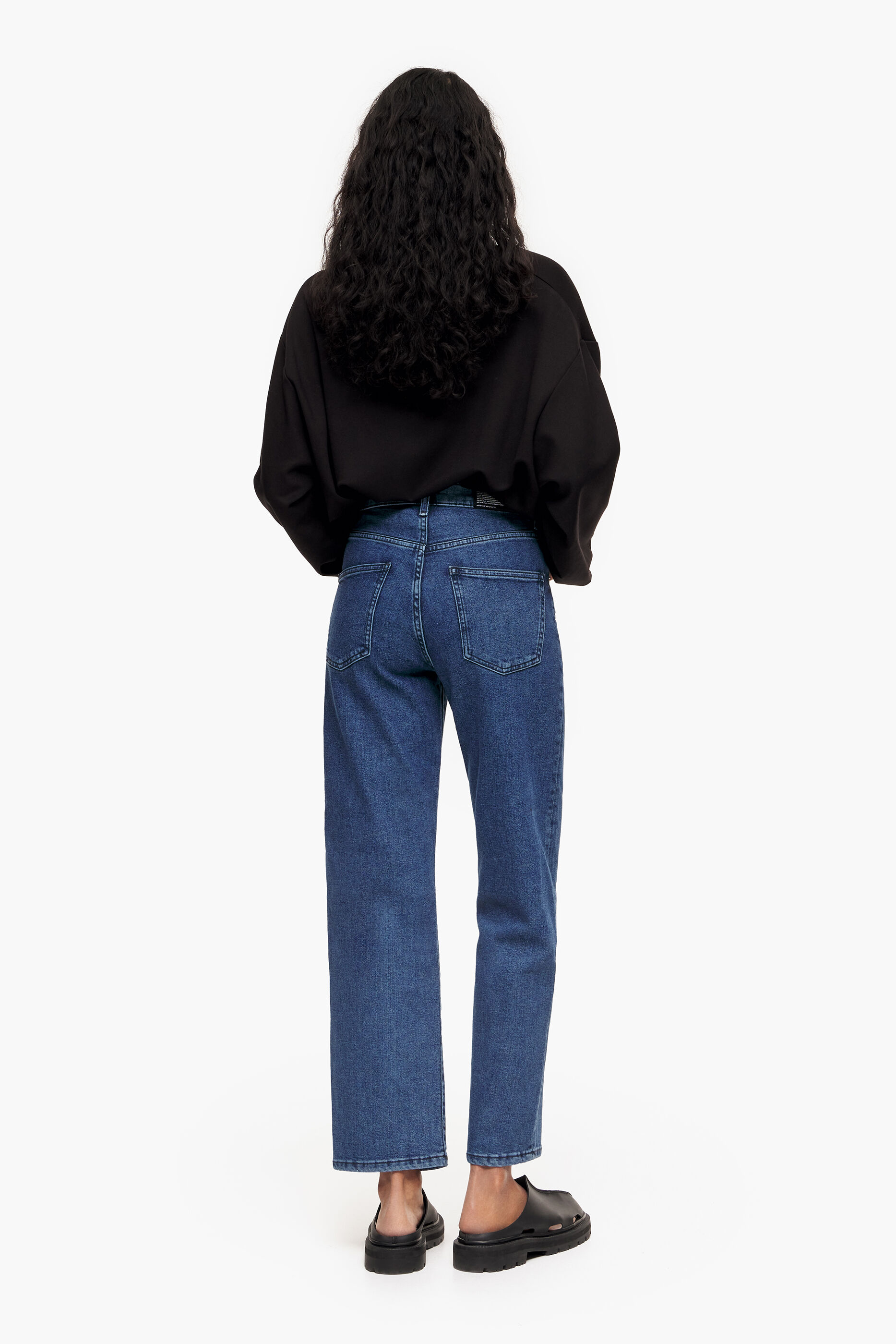STRAIGHT CROPPED - Dark blue straight jeans
