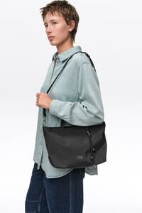 Medium black nylon shopper bag