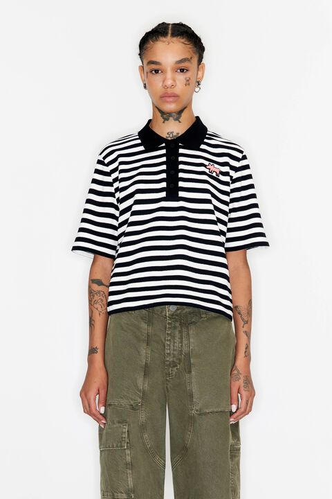 striped polo shirt black and white