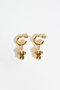 Gold dog hoop earrings