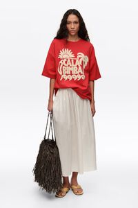 Red toweling logo T-shirt