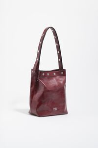 Medium burgundy brushed leather Carlino bag