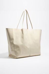 Cream leather maxi shopper bag