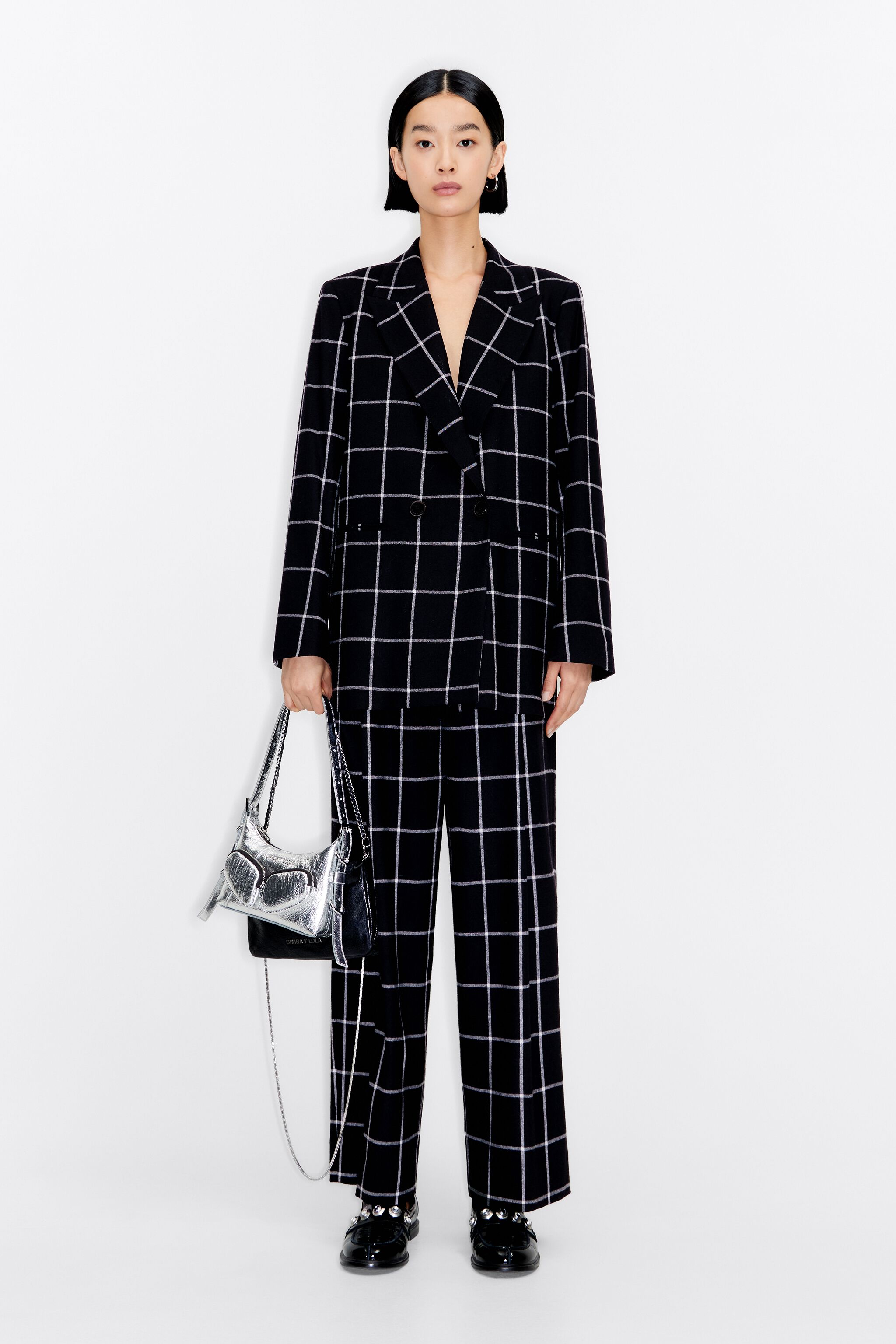 White and hotsell black checkered blazer