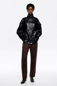 Dark brown Leopard Big straight leg trousers, no waistband