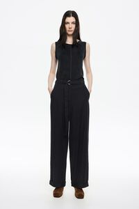 Black fluid flared trousers