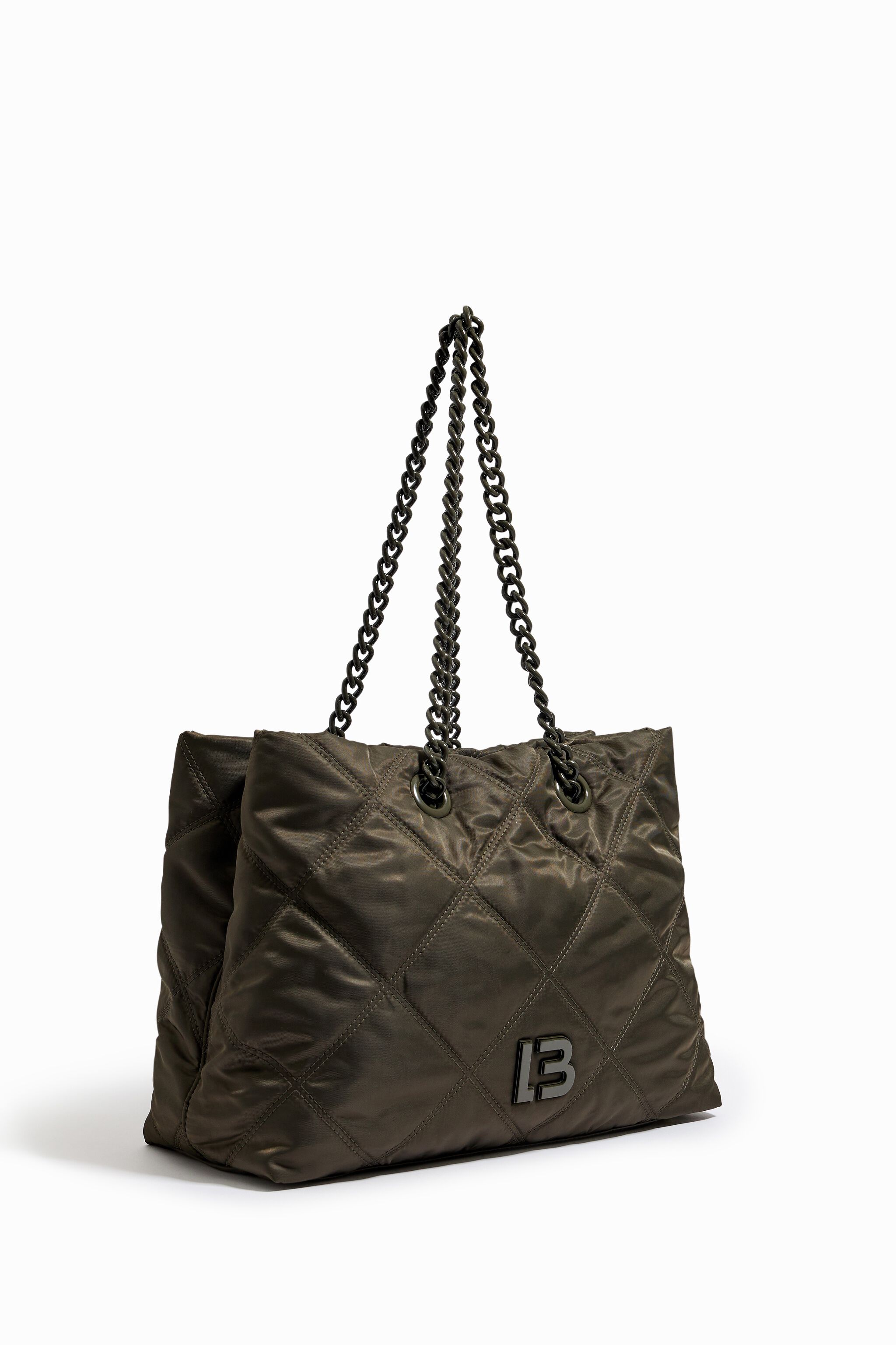 Valentino by mario valentino licia quilted tote bag store with chain handle detail in black