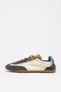 Cream suede and fabric 13 22 sneaker