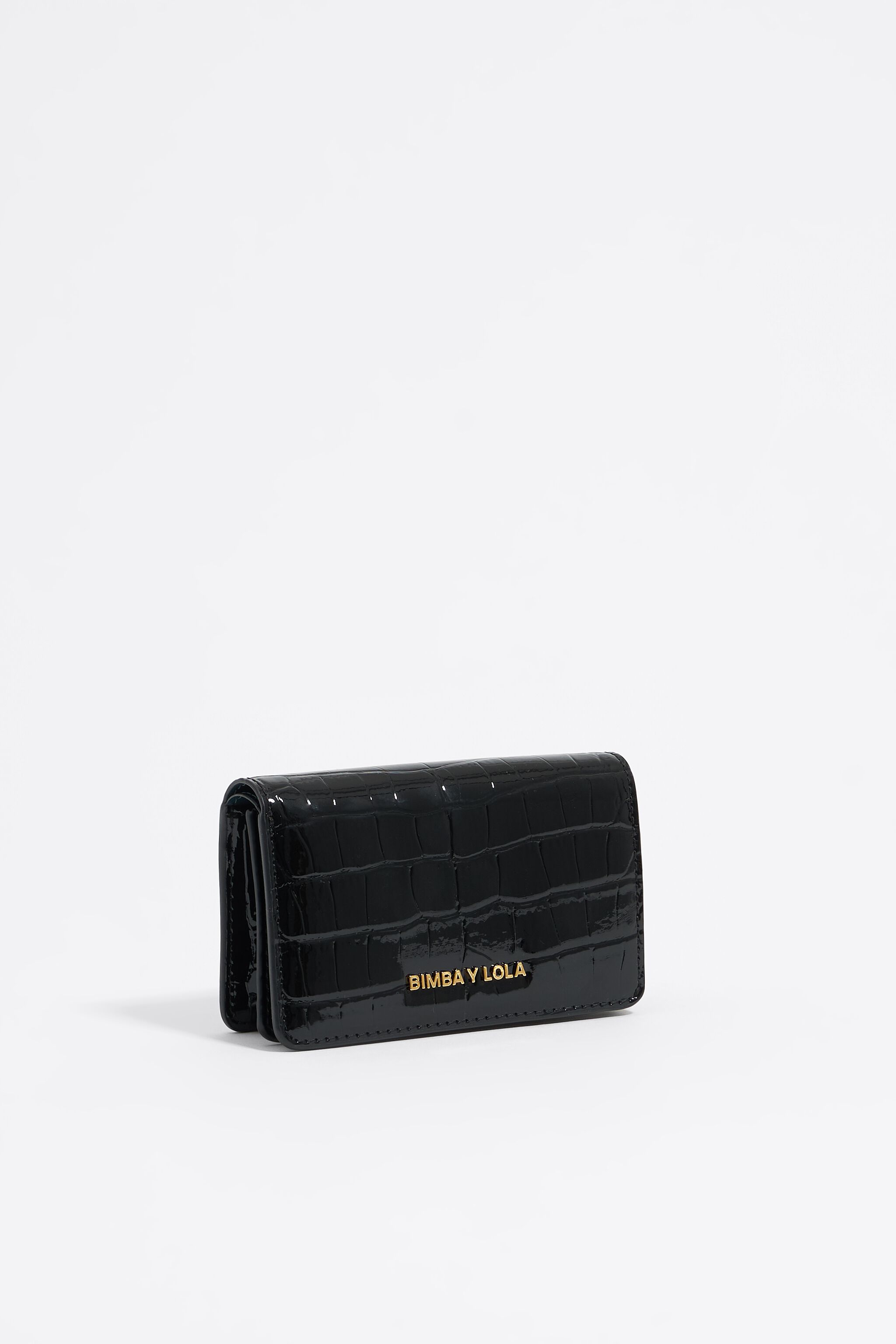 Black mock croc purse