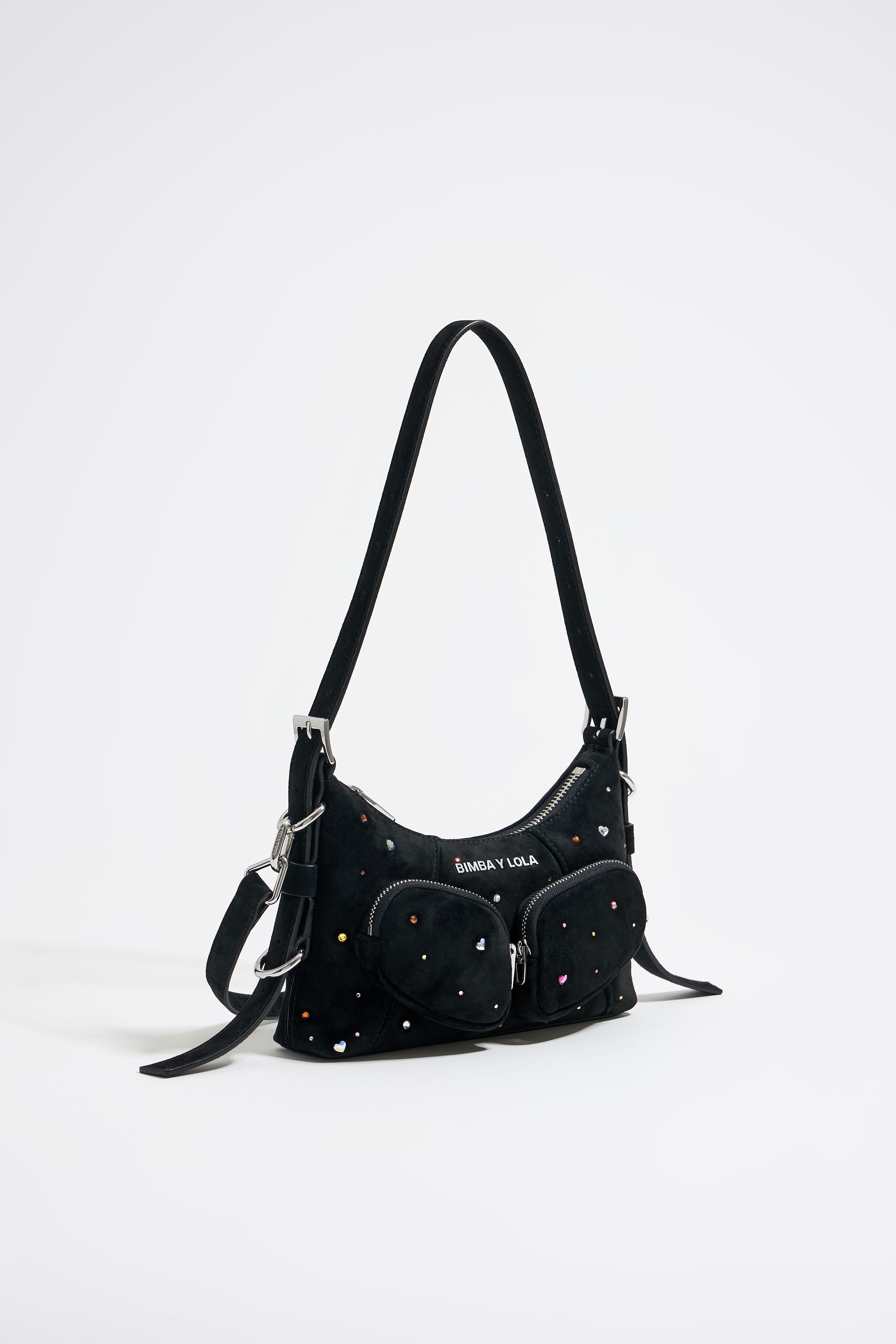 Plain black top leather handbag