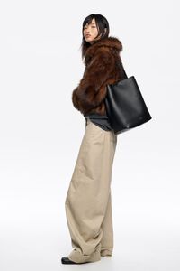 Large black leather Carlino bag