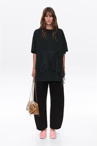 Faded black lace ruffle T-shirt