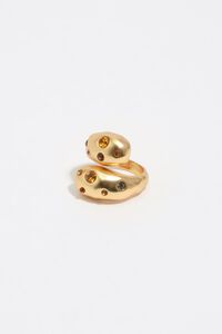 Matte gold textured criss-crossed crystals ring