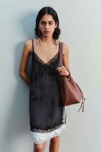 Long washed black lingerie top