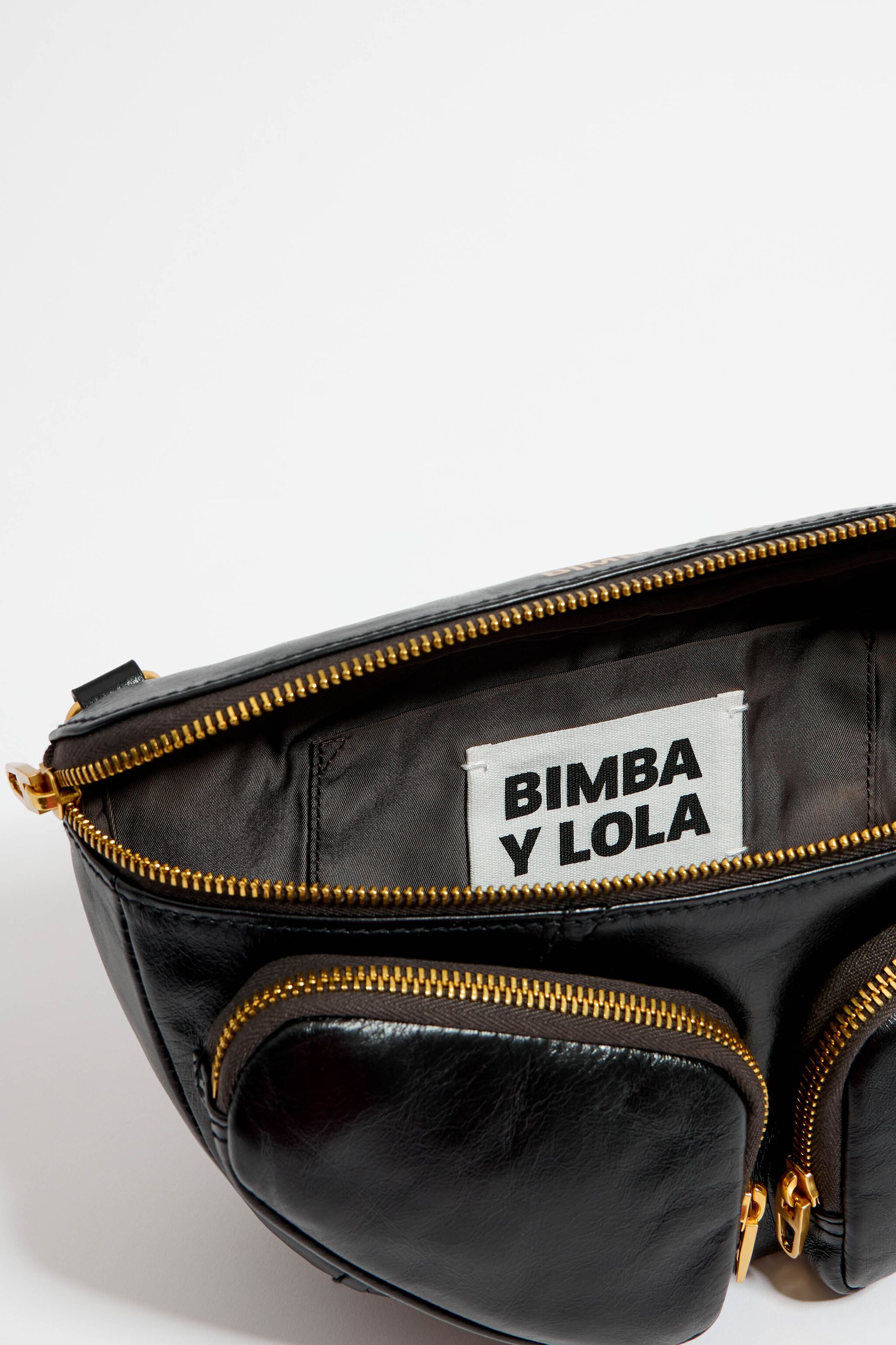 Small black leather Pocket bumbag