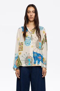 Ivory textured Big Mask straight shirt