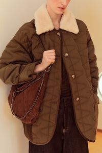 Khaki oversize padded coat