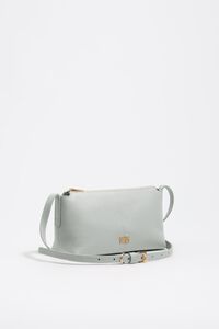 Stone white leather mini crossbody bag