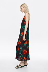 Black Ribbon Roses dress with double cord straps