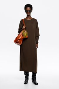 Dark brown tulle sleeve dress Dark brown tulle sleeve dress