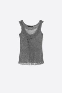 Dark gray openwork metallic top