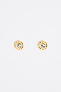 Gold logo and crystal earrings