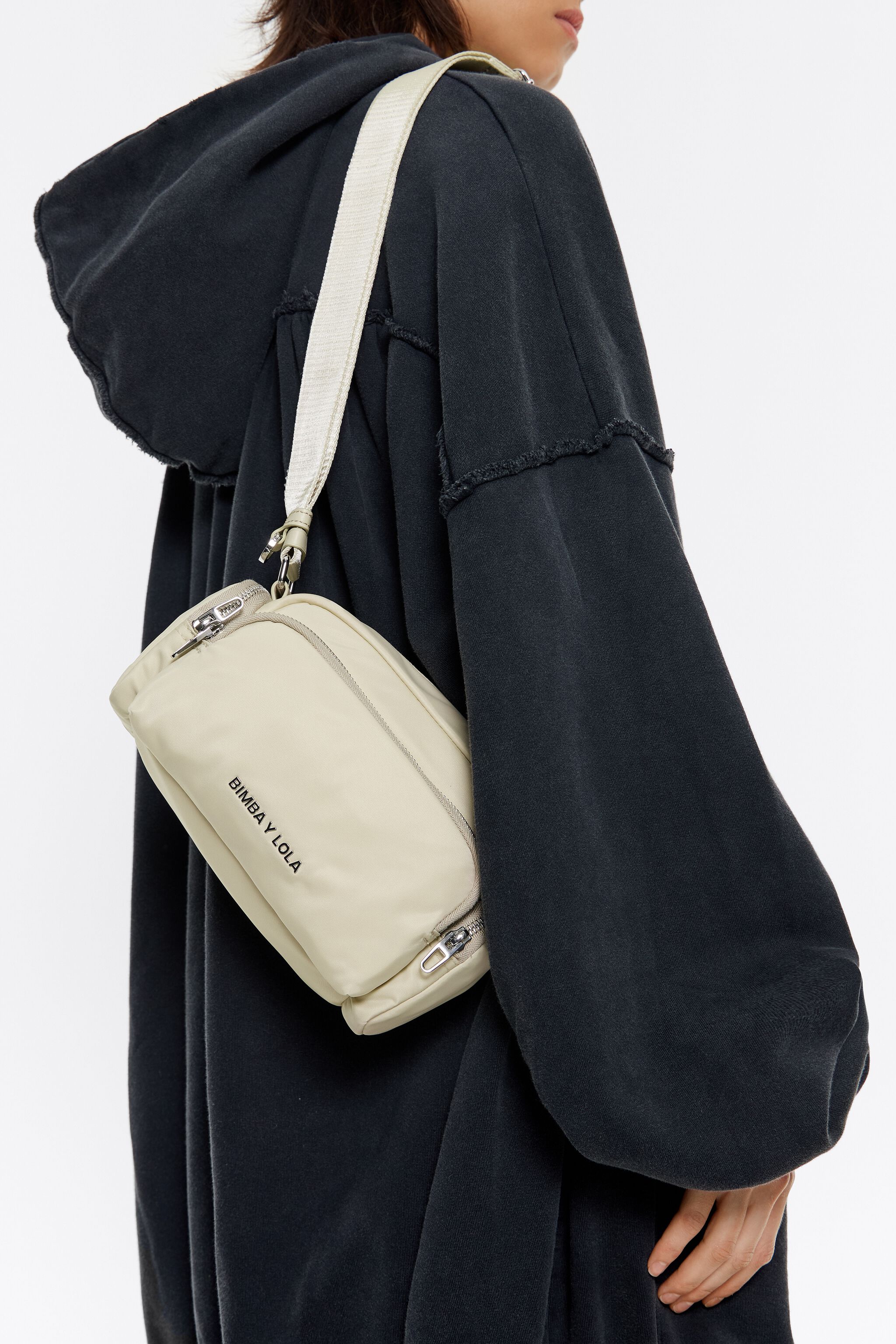 Small stone white nylon crossbody bag
