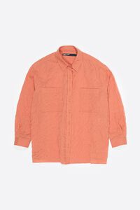 Orange textured cotton shirt