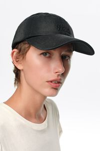 Faded black cotton cap