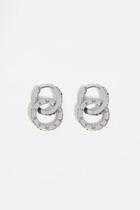 Silver logo double-hoop earrings