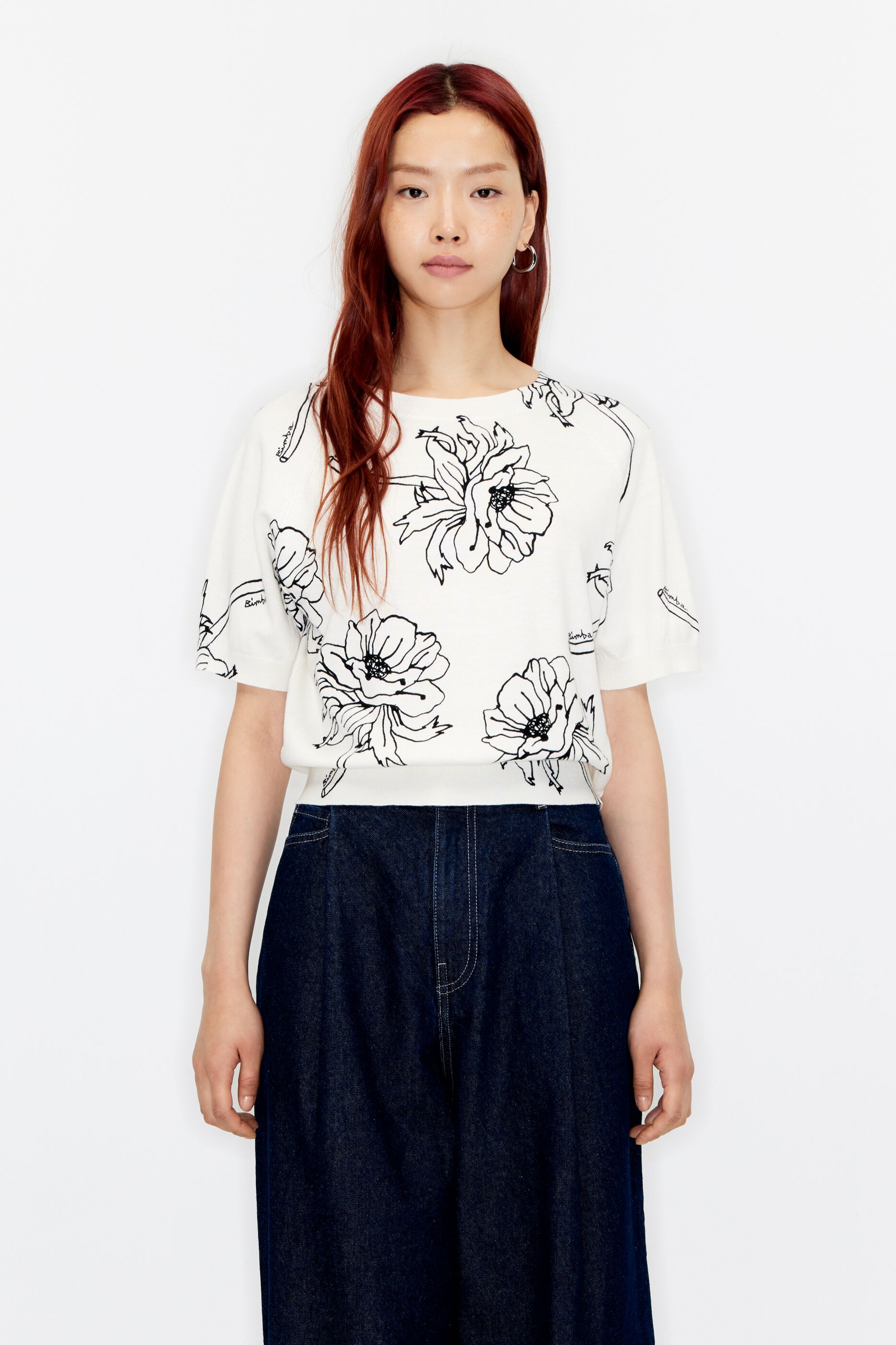 White discount floral sweater