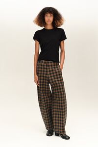 BARREL - Chocolate checked adjustable waist jeans
