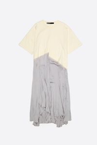 Light gray two-material asymmetric dress