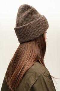 Taupe wool blend knit hat