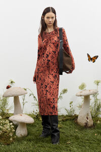 Brown Lynx gathered neckline dress