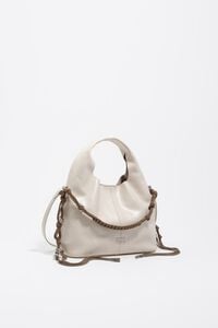Small ivory leather Paper bag